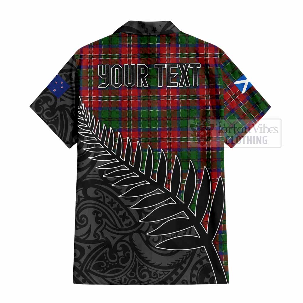 Tartan Vibes Clothing MacCulloch (McCulloch) Crest Tartan Short Sleeve Button Shirt with New Zealand Silver Fern Half Style