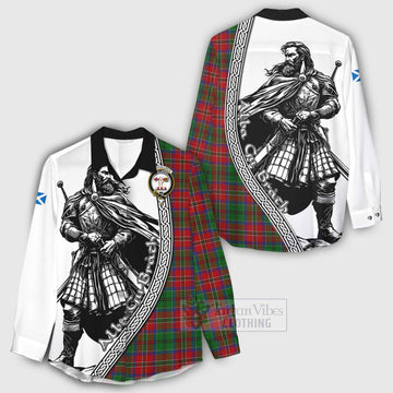 MacCulloch (McCulloch) Tartan Clan Crest Women's Casual Shirt with Highlander Warrior Celtic Style