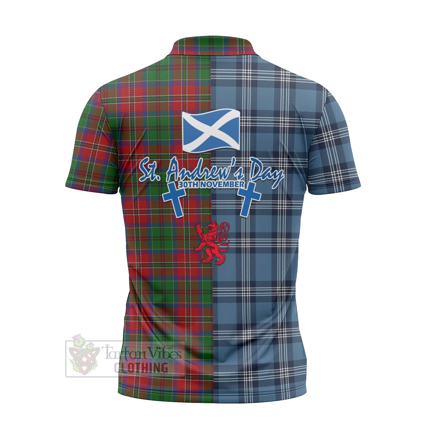 Tartan Vibes Clothing MacCulloch (McCulloch) Tartan Zipper Polo Shirt Happy St. Andrew's Day Half Tartan Style