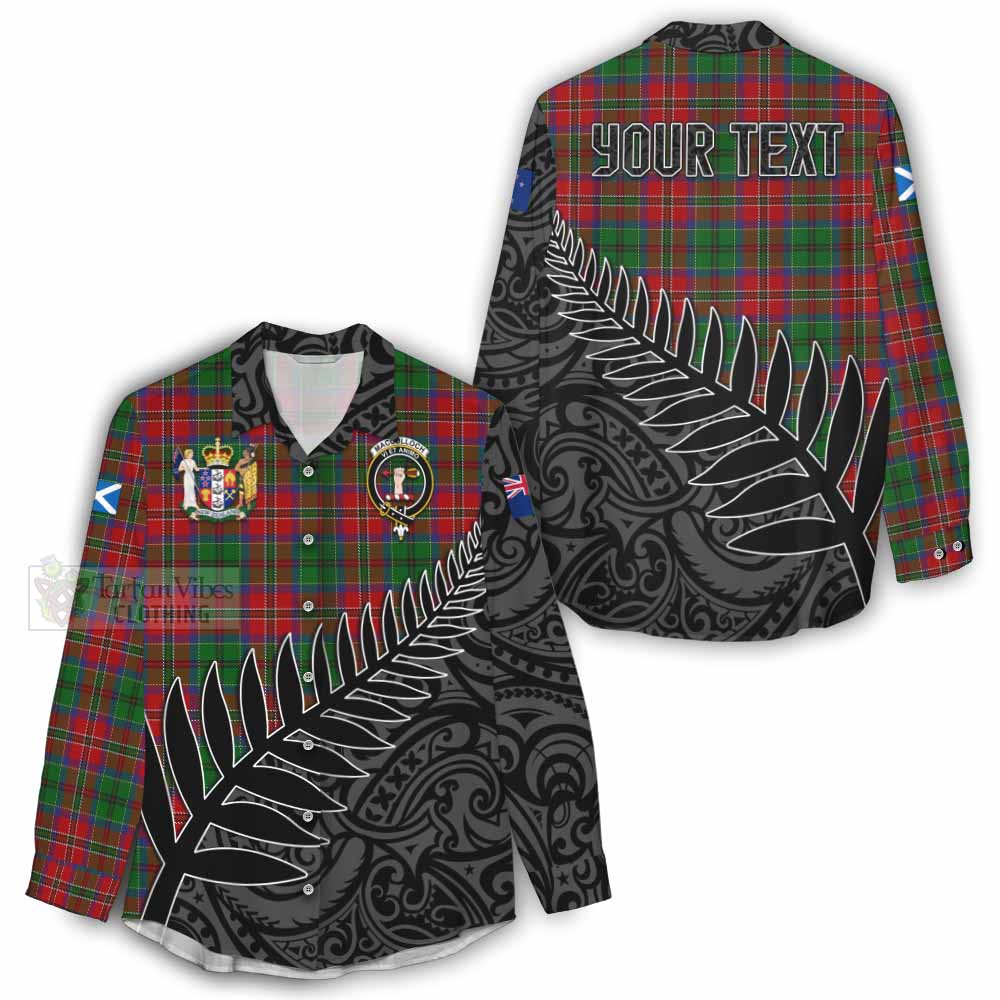 Tartan Vibes Clothing MacCulloch (McCulloch) Crest Tartan Women's Casual Shirt with New Zealand Silver Fern Half Style