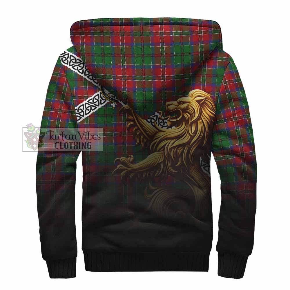 MacCulloch (McCulloch) Crest Tartan Sherpa Hoodie with Golden Lion Emblem Celtic Style - Tartan Vibes Clothing
