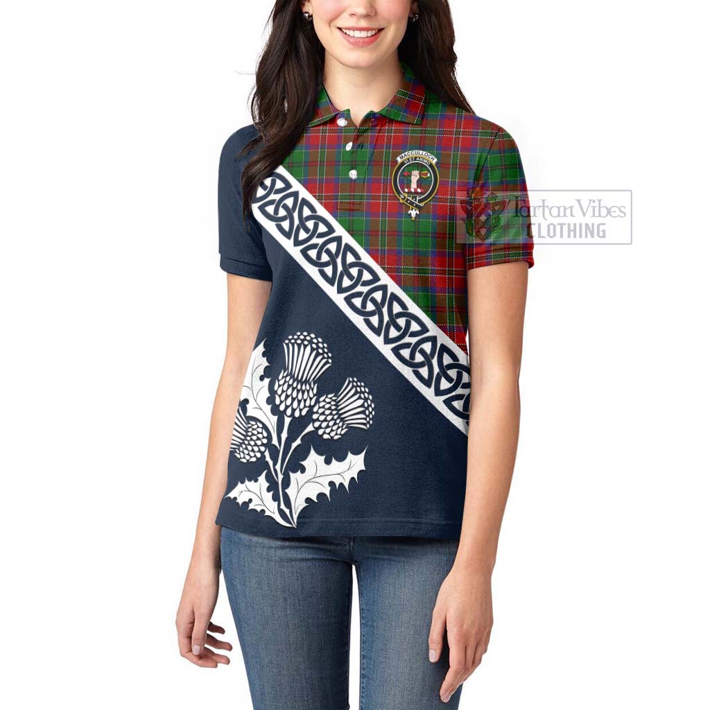 Tartan Vibes Clothing MacCulloch (McCulloch) Tartan Women's Polo Shirt Featuring Thistle and Scotland Map