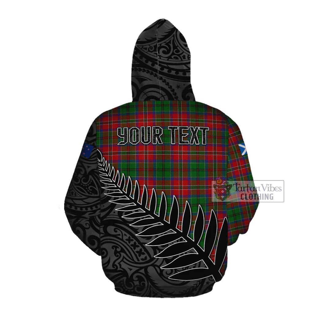 Tartan Vibes Clothing MacCulloch (McCulloch) Crest Tartan Cotton Hoodie with New Zealand Silver Fern Half Style