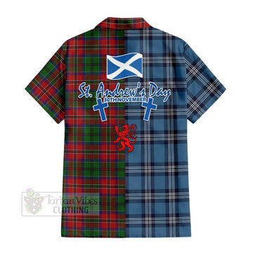 MacCulloch (McCulloch) Tartan Short Sleeve Button Shirt Happy St. Andrew's Day Half Tartan Style