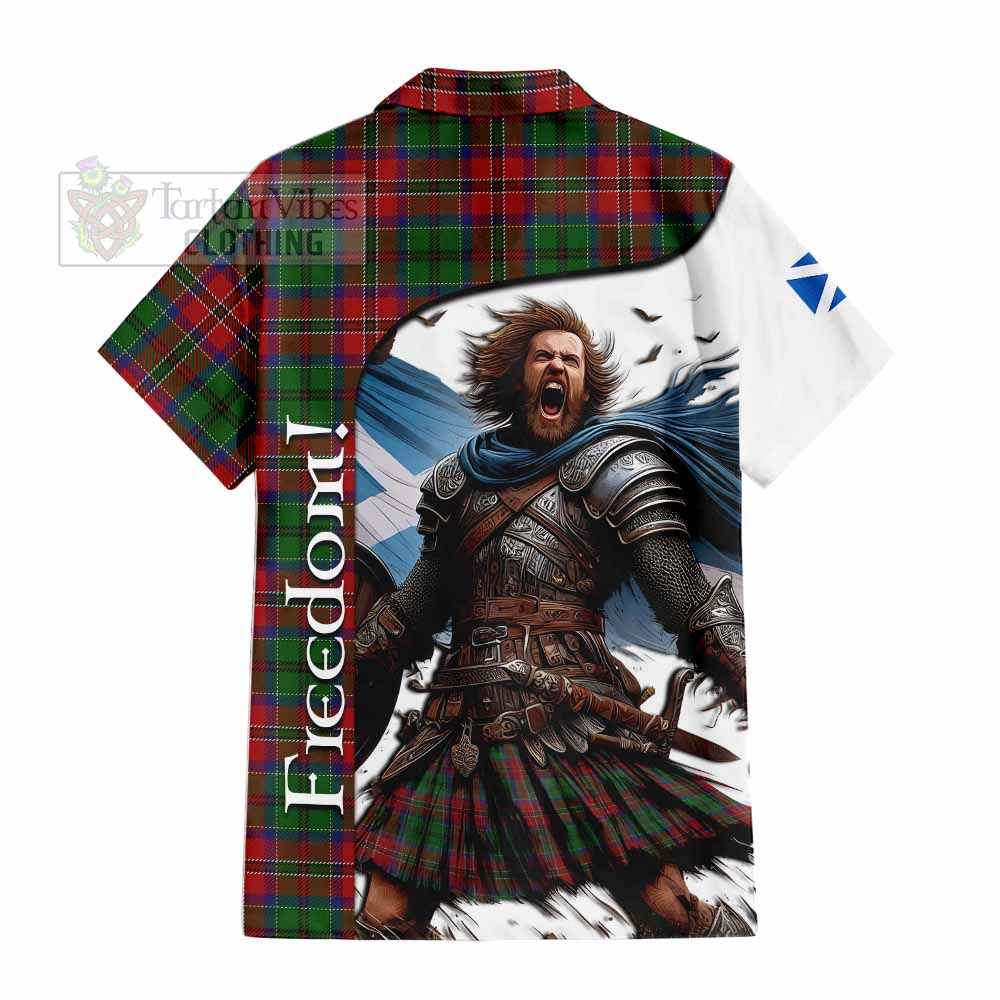 Tartan Vibes Clothing MacCulloch (McCulloch) Crest Tartan Short Sleeve Button Shirt Inspired by the Freedom of Scottish Warrior