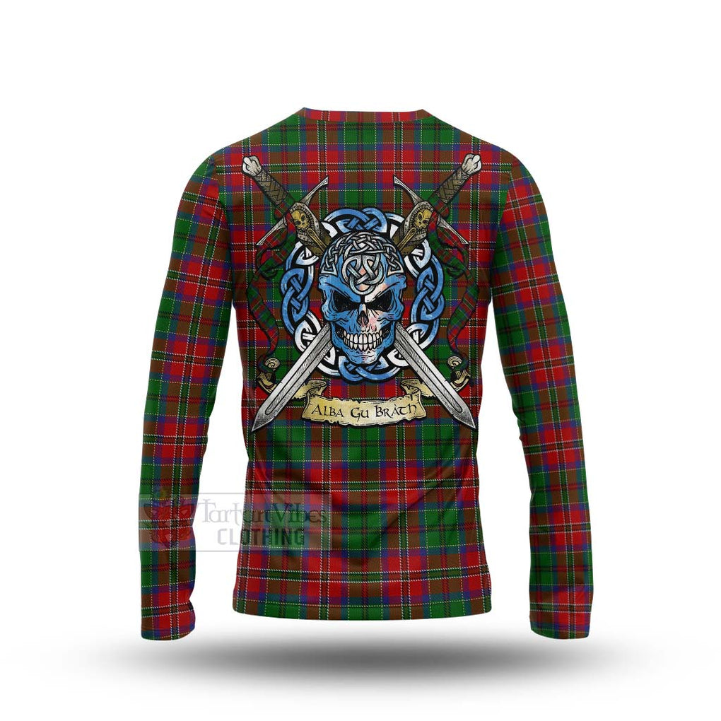 Tartan Vibes Clothing MacCulloch (McCulloch) Tartan Long Sleeve T-Shirt with Family Crest Celtic Skull Style