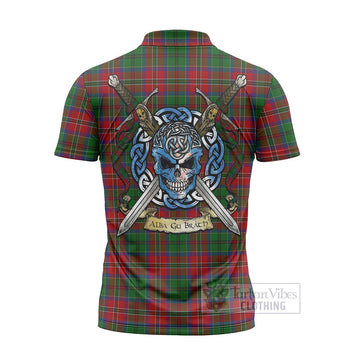 MacCulloch (McCulloch) Tartan Zipper Polo Shirt with Family Crest Celtic Skull Style