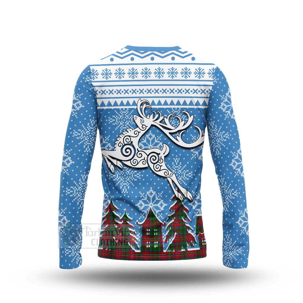 Tartan Vibes Clothing MacCulloch (McCulloch) Clan Christmas Long Sleeve T-Shirt Celtic Reindeer Style