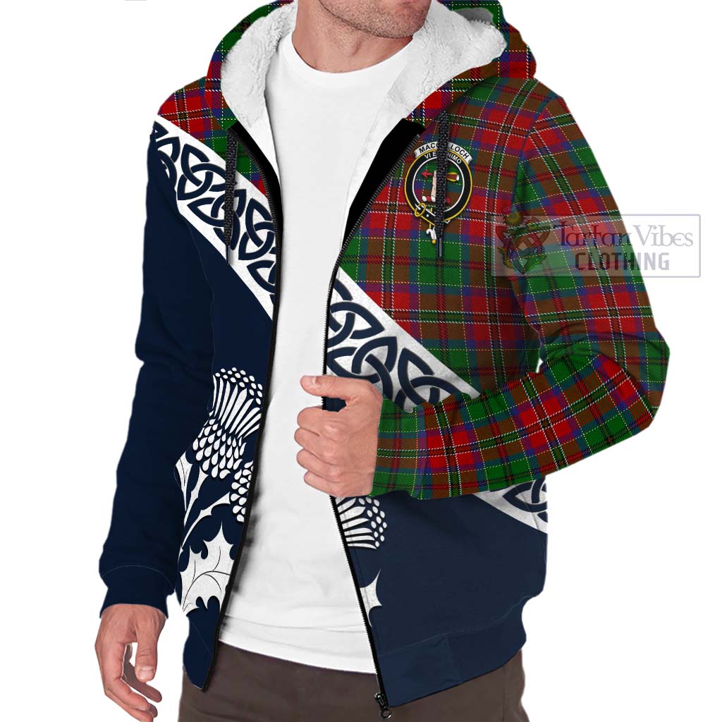 Tartan Vibes Clothing MacCulloch (McCulloch) Tartan Sherpa Hoodie Featuring Thistle and Scotland Map