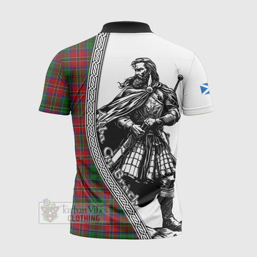 MacCulloch (McCulloch) Tartan Clan Crest Zipper Polo Shirt with Highlander Warrior Celtic Style