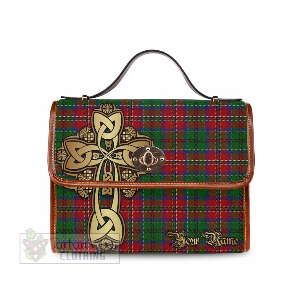 Tartan Vibes Clothing MacCulloch (McCulloch) Tartan Waterproof Canvas Bag Golden Thistle Celtic Cross Style