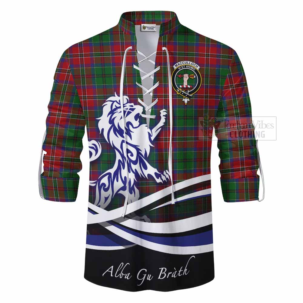 Tartan Vibes Clothing MacCulloch (McCulloch) Tartan Ghillie Kilt Shirt with Alba Gu Brath Regal Lion Emblem