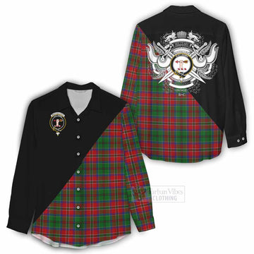 MacCulloch (McCulloch) Tartan Women's Casual Shirt with Family Crest and Military Logo Style