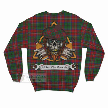 MacCulloch (McCulloch) Tartan Sweatshirt with Family Crest and Bearded Skull Holding Bottles of Whiskey