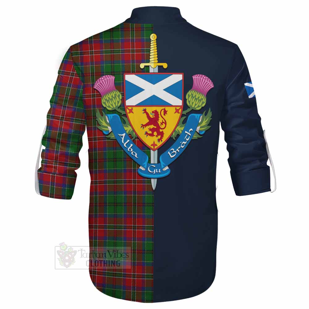 MacCulloch (McCulloch) Tartan Ghillie Kilt Shirt Alba with Scottish Lion Royal Arm Half Style