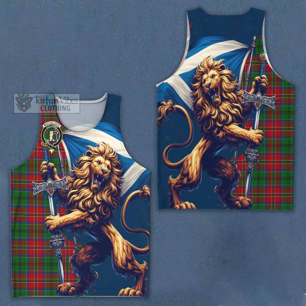 Tartan Vibes Clothing MacCulloch (McCulloch) Tartan Family Crest Men's Tank Top with Scottish Majestic Lion