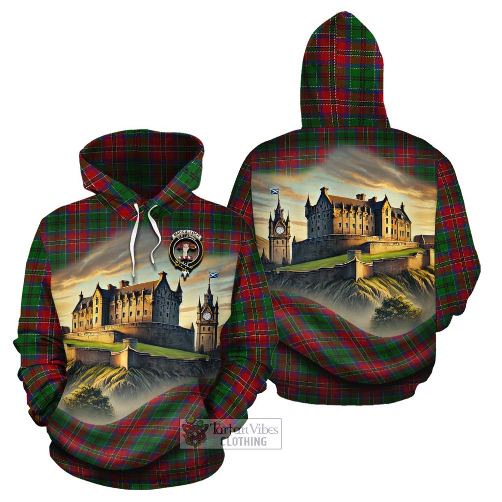 MacCulloch (McCulloch) Tartan Family Crest Cotton Hoodie with Scottish Ancient Castle Style - Tartan Vibes Clothing