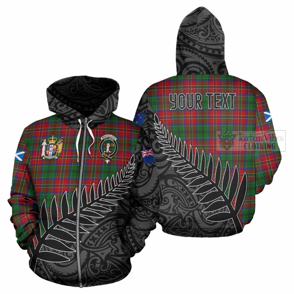 Tartan Vibes Clothing MacCulloch (McCulloch) Crest Tartan Hoodie with New Zealand Silver Fern Half Style