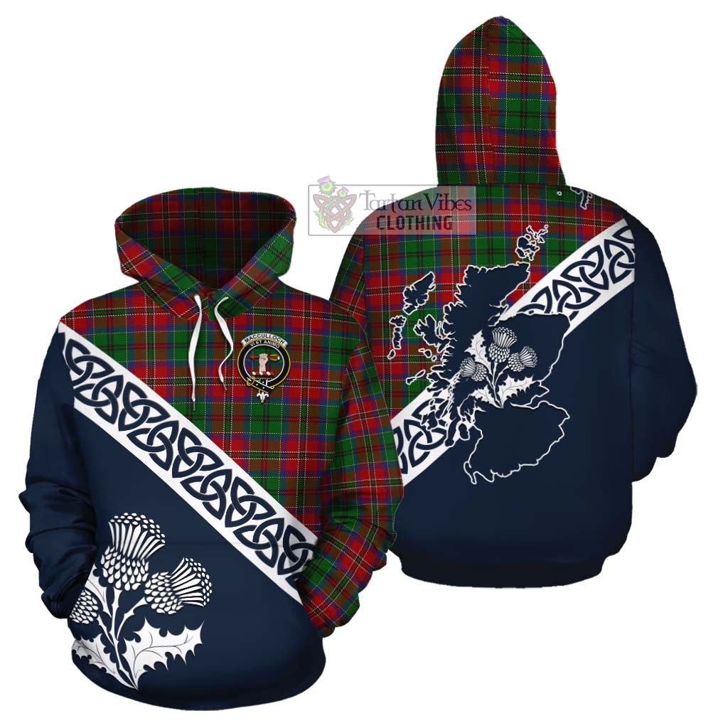 Tartan Vibes Clothing MacCulloch (McCulloch) Tartan Cotton Hoodie Featuring Thistle and Scotland Map