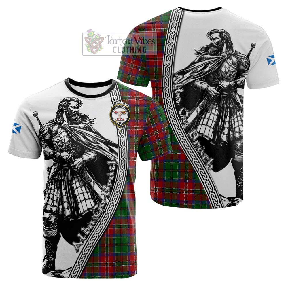 MacCulloch (McCulloch) Tartan Clan Crest Cotton T-shirt with Highlander Warrior Celtic Style