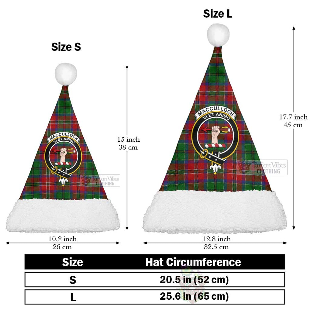 MacCulloch (McCulloch) Tartan Christmas Santa Hats with Family Crest Christmas Hat L 25.6in (65cm) - Tartan Vibes Clothing