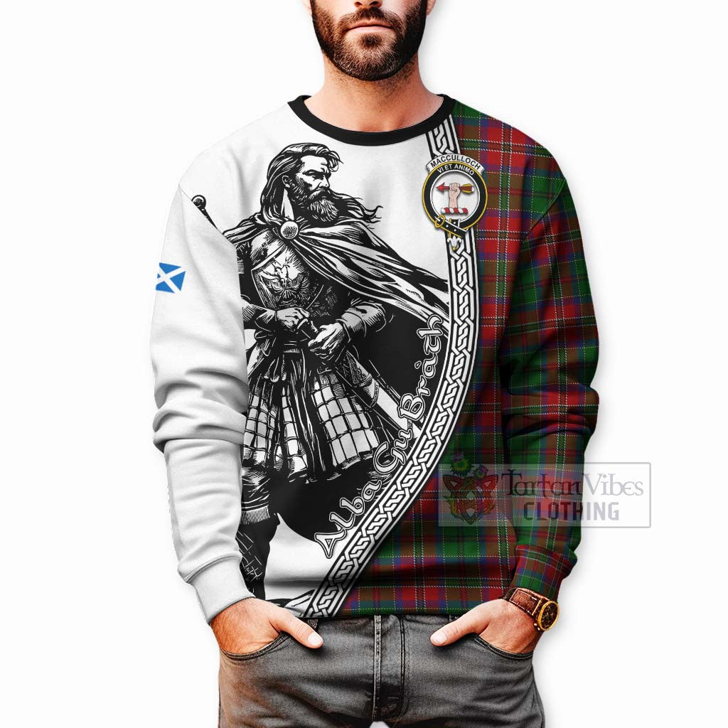 Tartan Vibes Clothing MacCulloch (McCulloch) Tartan Clan Crest Sweatshirt with Highlander Warrior Celtic Style