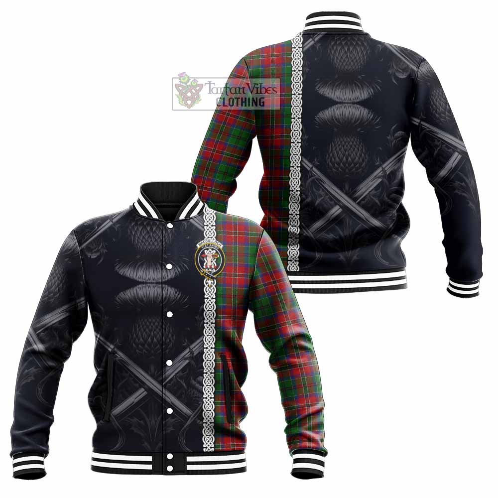 Tartan Vibes Clothing MacCulloch (McCulloch) Tartan Baseball Jacket with Family Crest Cross Sword Thistle Celtic Vibes