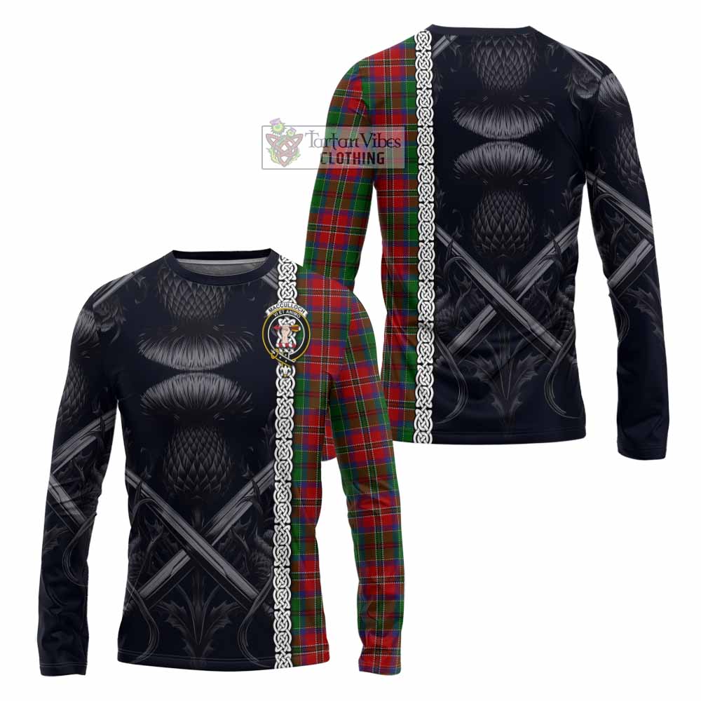 Tartan Vibes Clothing MacCulloch (McCulloch) Tartan Long Sleeve T-Shirt with Family Crest Cross Sword Thistle Celtic Vibes