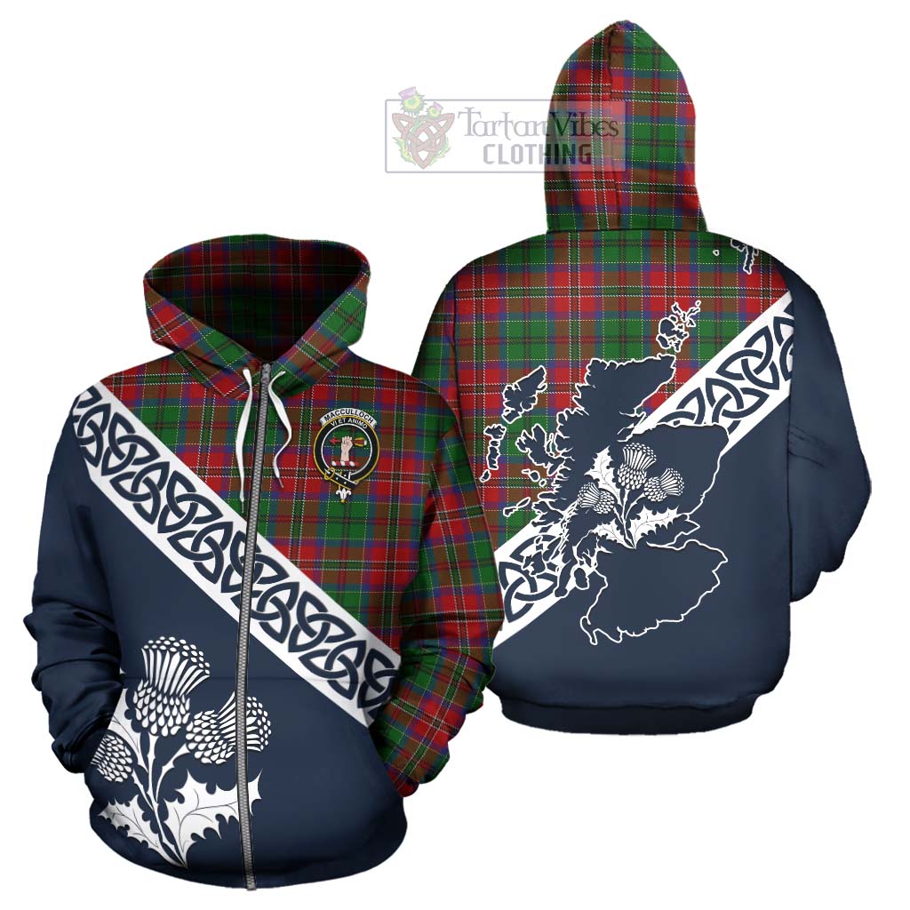 Tartan Vibes Clothing MacCulloch (McCulloch) Tartan Hoodie Featuring Thistle and Scotland Map