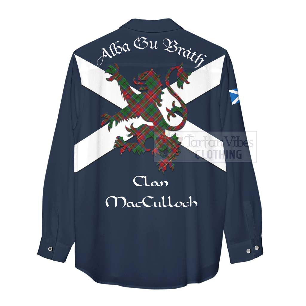 Tartan Vibes Clothing MacCulloch (McCulloch) Tartan Lion Rampant Women's Casual Shirt Proudly Display Your Heritage with Alba Gu Brath and Clan Name