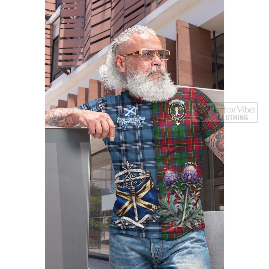 Tartan Vibes Clothing MacCulloch (McCulloch) Tartan Cotton T-shirt Happy St. Andrew's Day Half Tartan Style