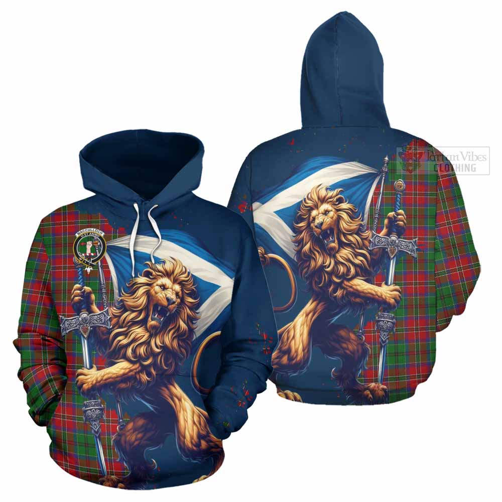 Tartan Vibes Clothing MacCulloch (McCulloch) Tartan Family Crest Hoodie with Scottish Majestic Lion