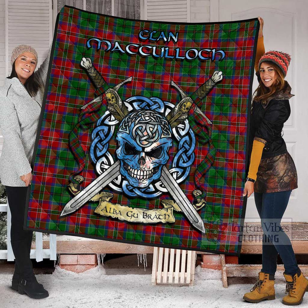 Tartan Vibes Clothing MacCulloch (McCulloch) Tartan Quilt with Celtic Skull Alba Gu Brath Style