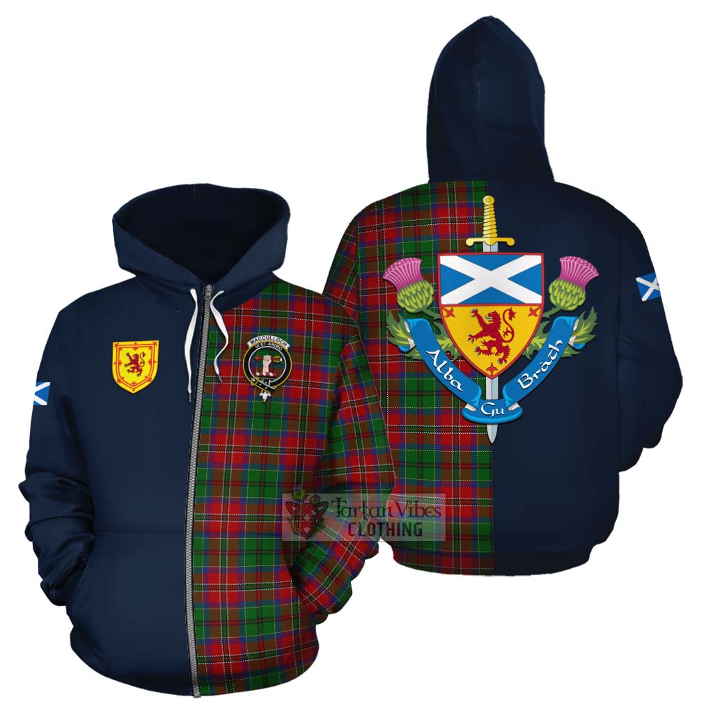 Tartan Vibes Clothing MacCulloch (McCulloch) Tartan Cotton Hoodie Alba with Scottish Lion Royal Arm Half Style