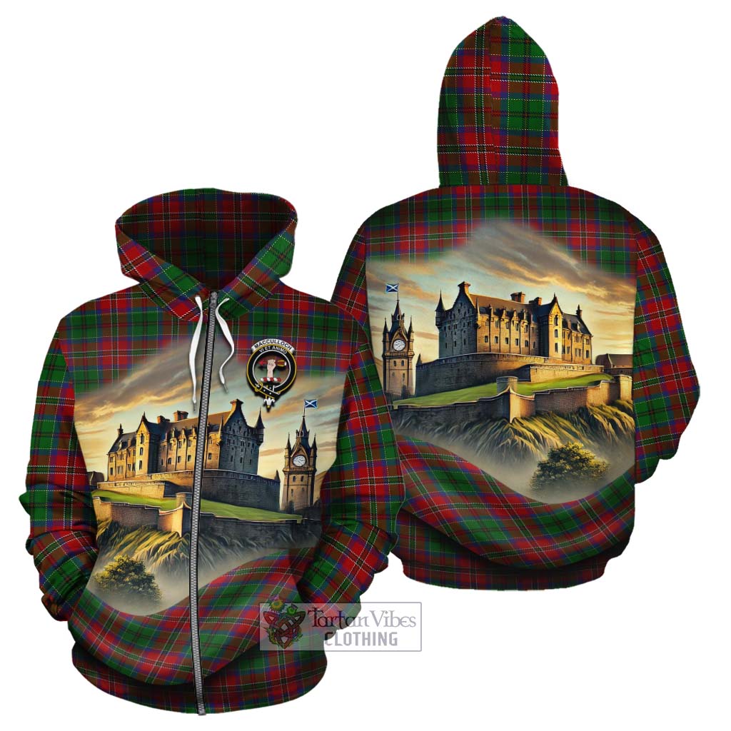 MacCulloch (McCulloch) Tartan Family Crest Cotton Hoodie with Scottish Ancient Castle Style Zip Hoodie - Tartan Vibes Clothing