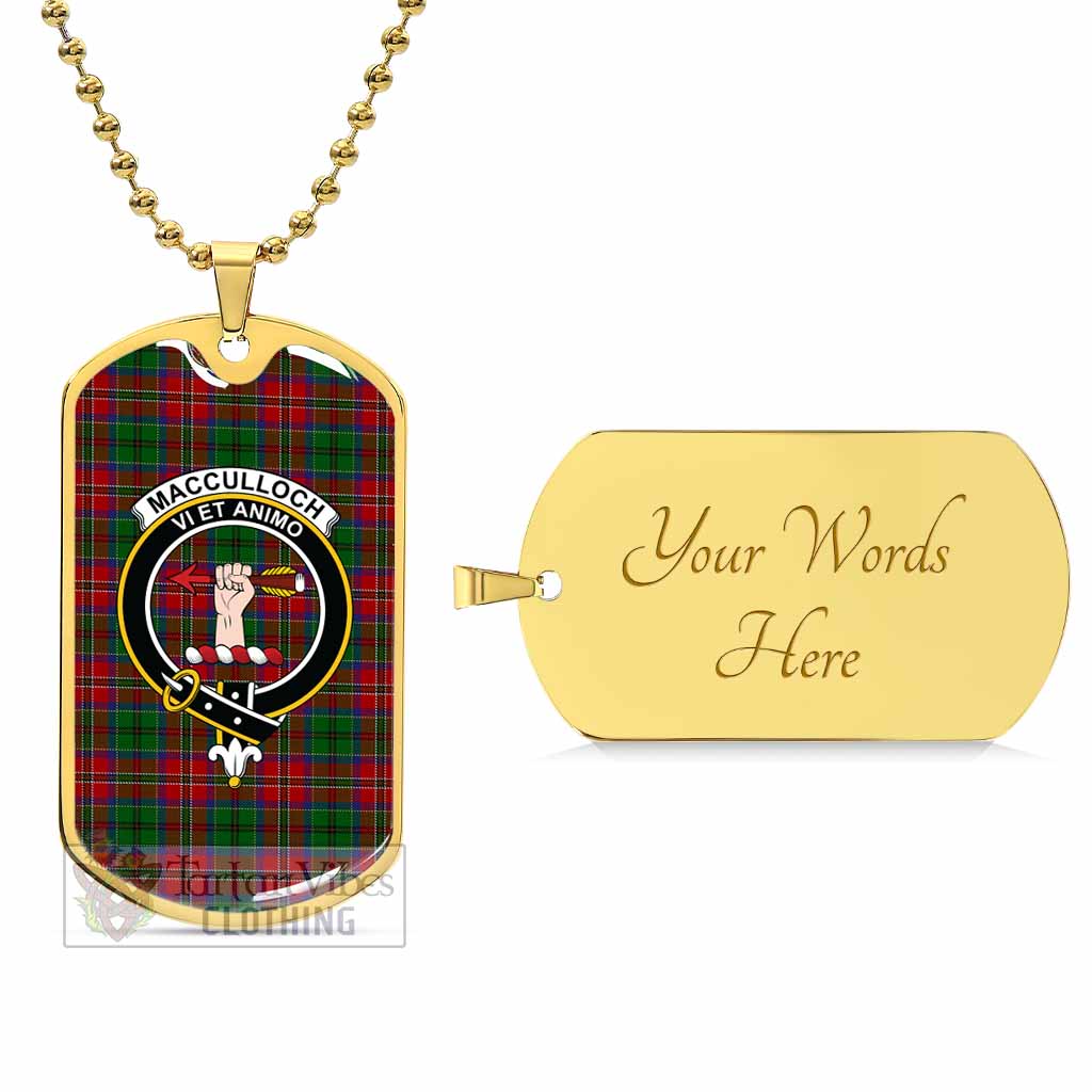 Tartan Vibes Clothing MacCulloch (McCulloch) Tartan Dog Tag Necklace with Family Crest