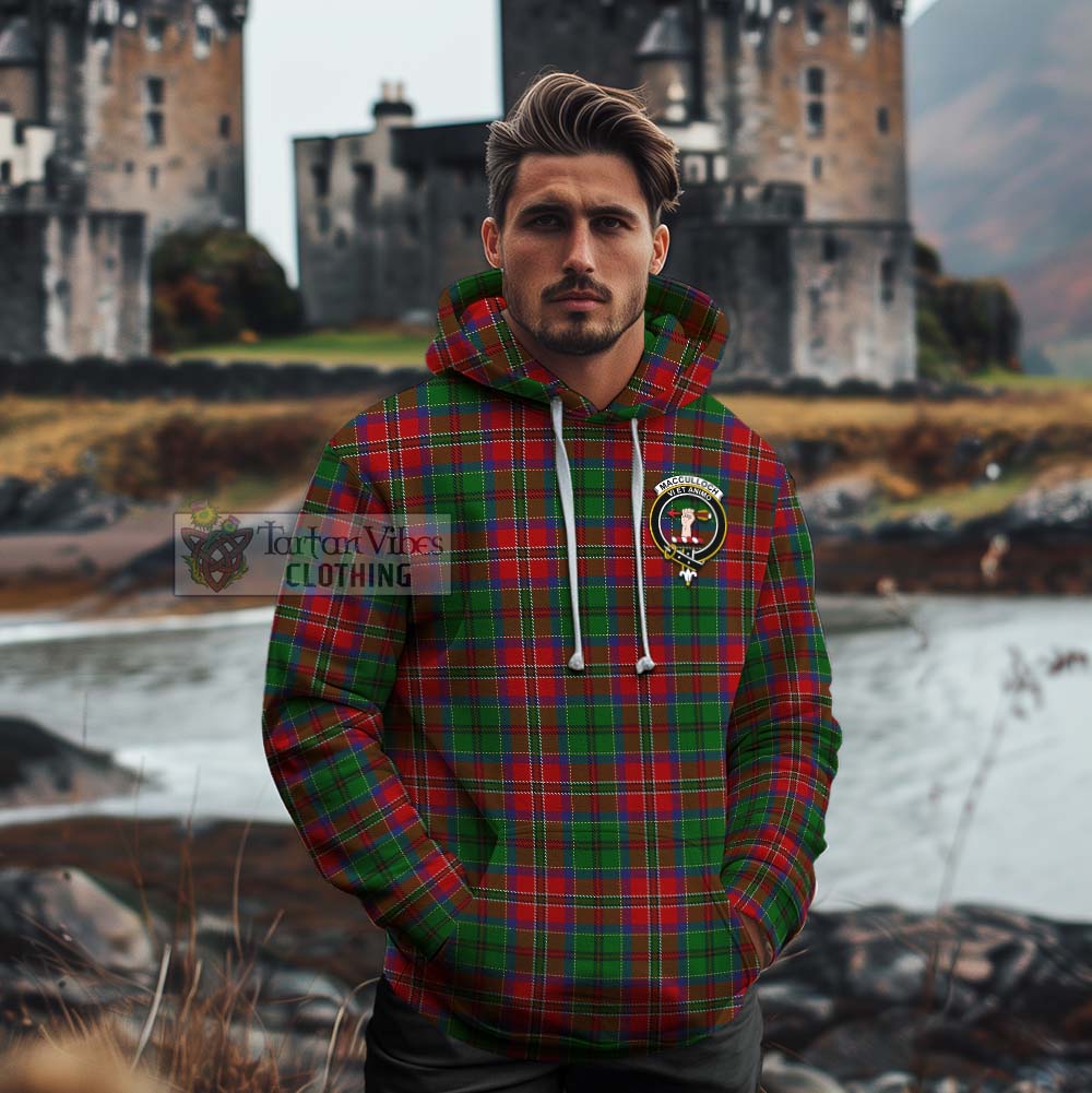 Tartan Vibes Clothing MacCulloch (McCulloch) Tartan Cotton Hoodie with Family Crest Celtic Skull Style