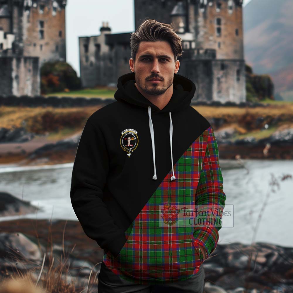 Tartan Vibes Clothing MacCulloch (McCulloch) Tartan Cotton Hoodie with Family Crest and Military Logo Style