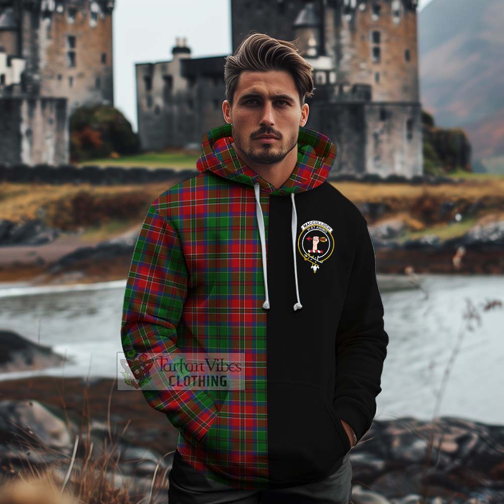 Tartan Vibes Clothing MacCulloch (McCulloch) Tartan Cotton Hoodie with Family Crest and Half Of Me Style