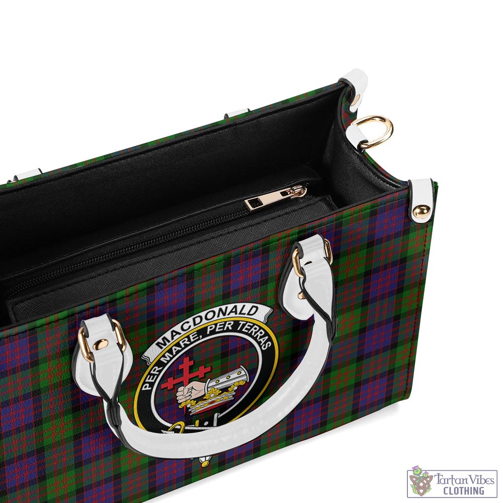 Tartan Vibes Clothing MacDonald Tartan Luxury Leather Handbags with Family Crest