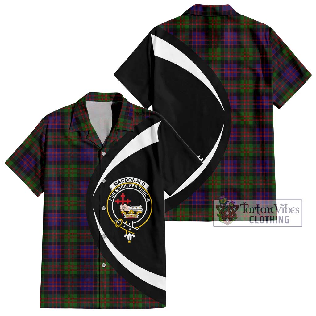 MacDonald (McDonald) Tartan Short Sleeve Button Up with Family Crest Circle Style Kid - Tartan Vibes Clothing