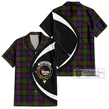 MacDonald (McDonald) Tartan Short Sleeve Button Up with Family Crest Circle Style