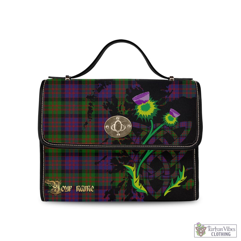 Tartan Vibes Clothing MacDonald Tartan Waterproof Canvas Bag with Scotland Map and Thistle Celtic Accents