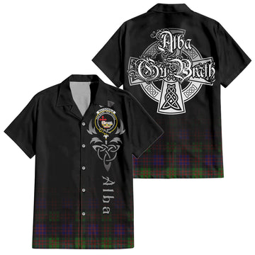 MacDonald (McDonald) Tartan Short Sleeve Button Up Shirt Featuring Alba Gu Brath Family Crest Celtic Inspired