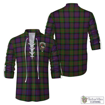 MacDonald (McDonald) Tartan Men's Scottish Traditional Jacobite Ghillie Kilt Shirt with Family Crest