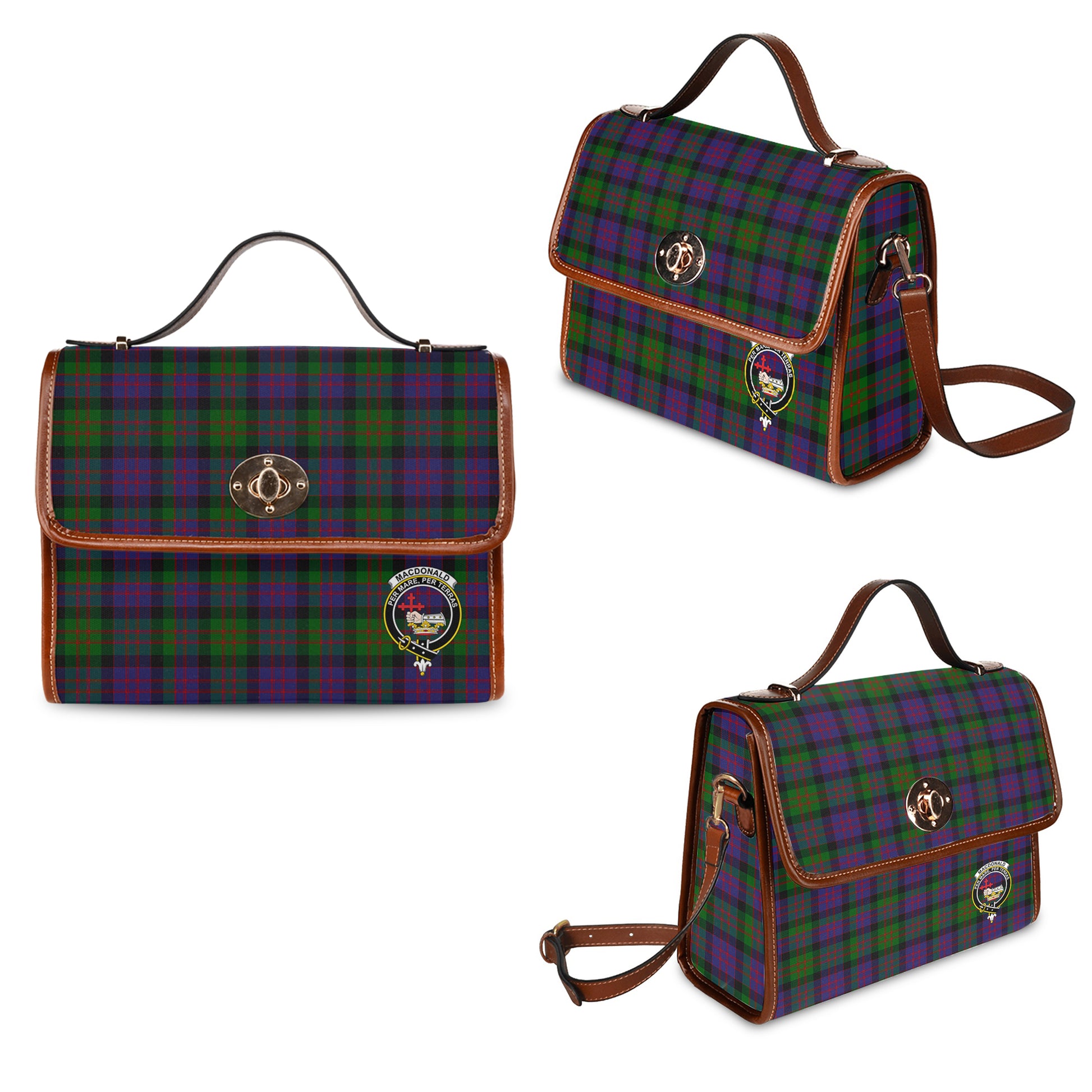 macdonald-tartan-leather-strap-waterproof-canvas-bag-with-family-crest