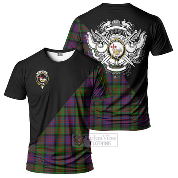 MacDonald (McDonald) Tartan T-Shirt with Family Crest and Military Logo Style