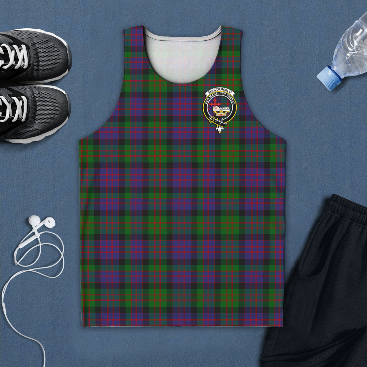 MacDonald (McDonald) Tartan Mens Tank Top with Family Crest 5XL - Tartan Vibes Clothing