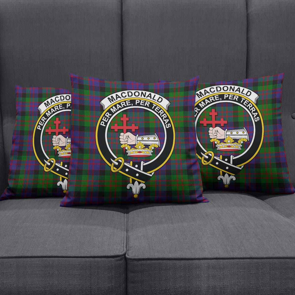 MacDonald Tartan Pillow Cover with Family Crest Square Pillow Cover - Tartanvibesclothing