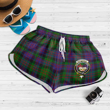 MacDonald (McDonald) Tartan Womens Shorts with Family Crest